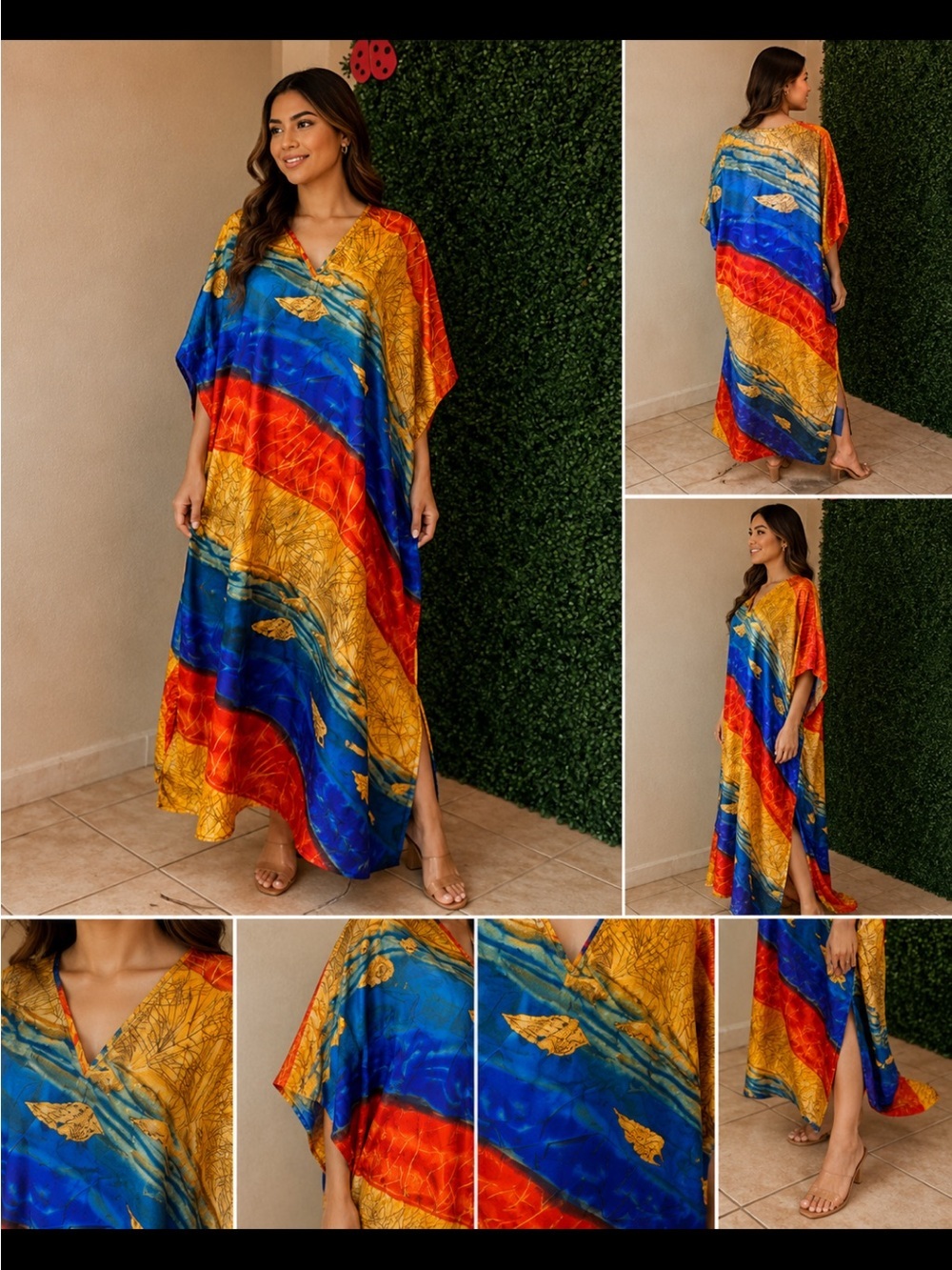 Vibrant Multicolor V-Neck Women's Dress #23